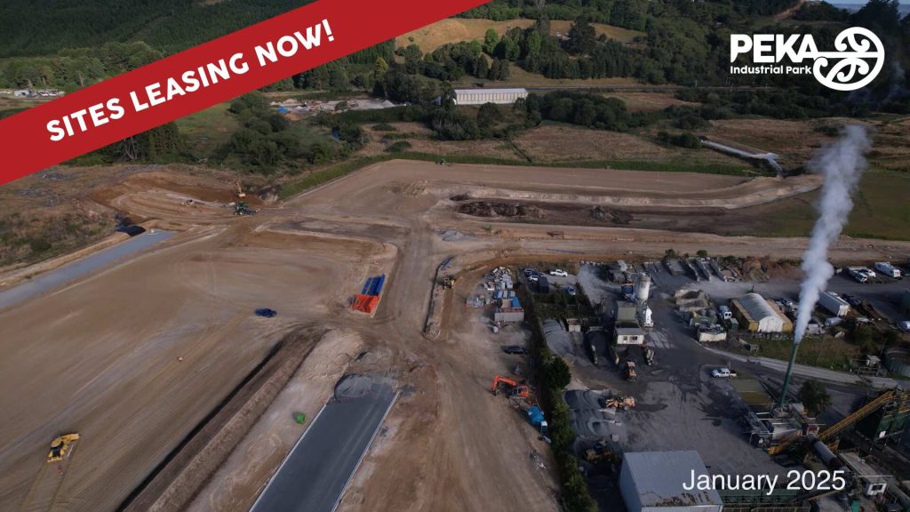 A drone flyover view of the construc